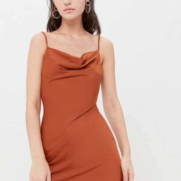 NWOT UO Mallory Cowl Neck Slip Dress in Terracotta